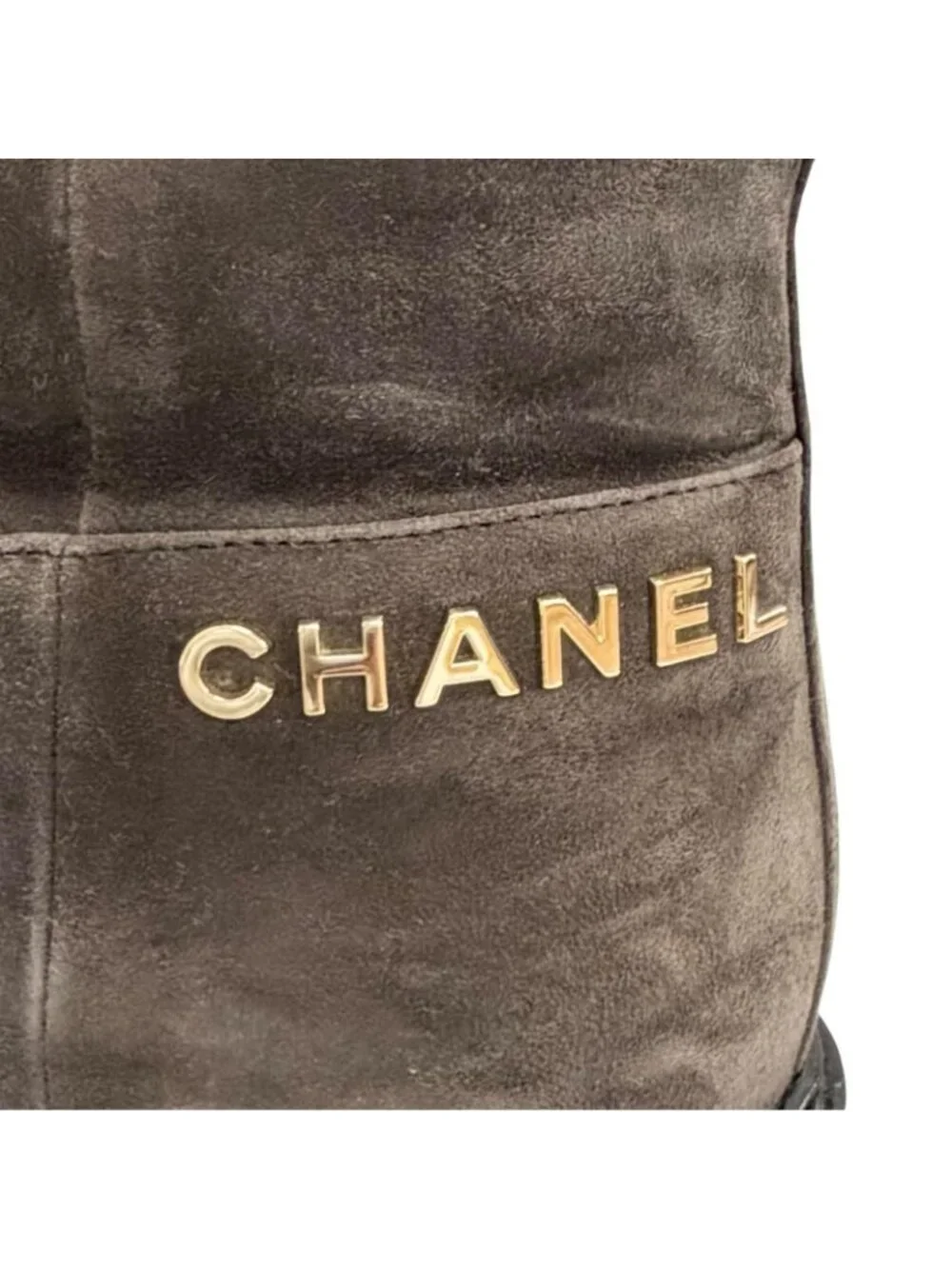 Chanel CC Logo Lining Quilted Suede Leather Ankle Boots Short Dark Brown